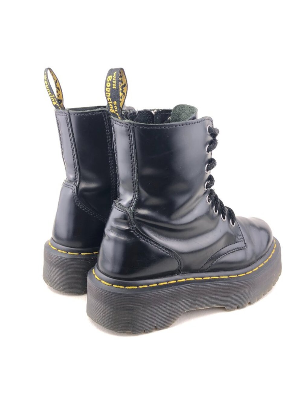 Dr. Martens Jadon Black Leather Platform Combat Boots 7 - Picture 5 of 15
